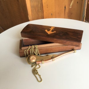 Nautical Whistle in Wooden Box ~ Made in India ~ Solid Brass and Copper