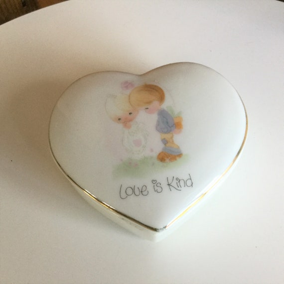 Enesco "Love is Kind" Heart-Shaped Porcelain Trin… - image 2