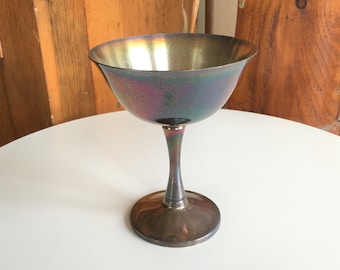 Vintage Salem Portugal Silber Teller Champagner Stiel mit Amazing Rainbow Anlaufen