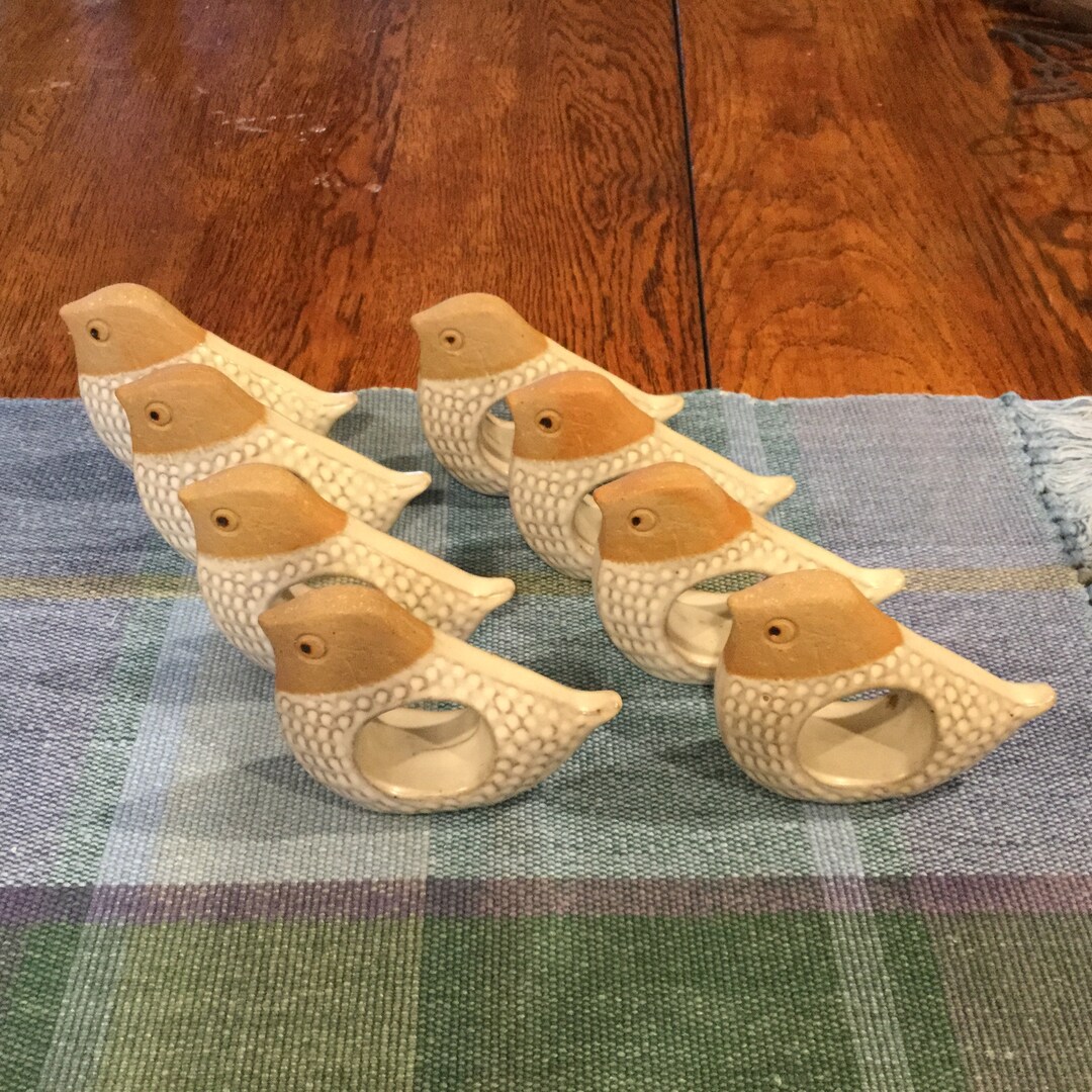 Set/8 Vintage Fitz and Floyd Stoneware Quail Napkin Rings Etsy
