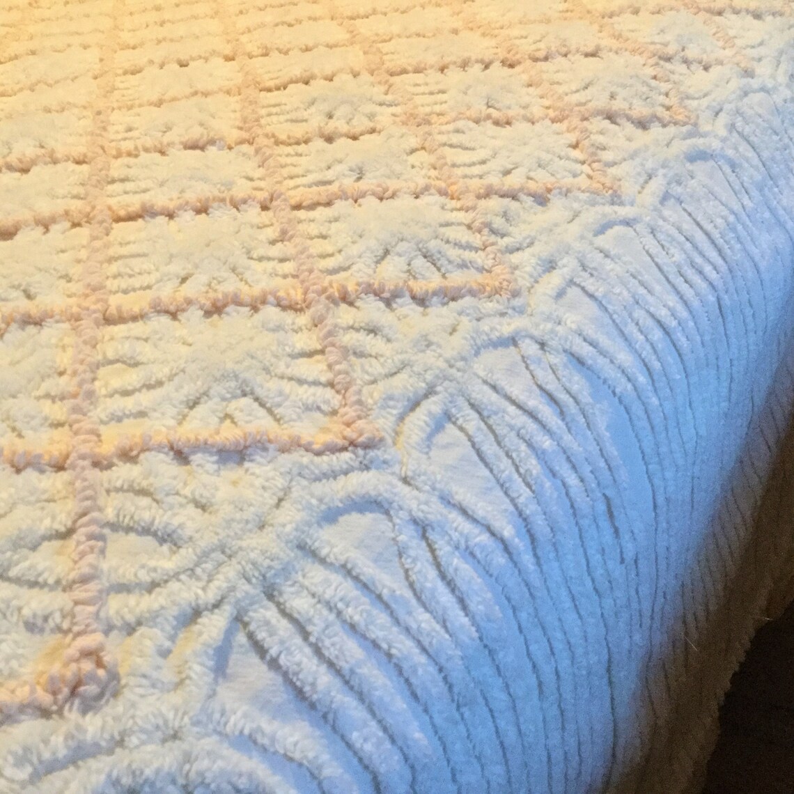 Vintage Cabin Crafts Chenille Tufted Bedspread Pink and Etsy