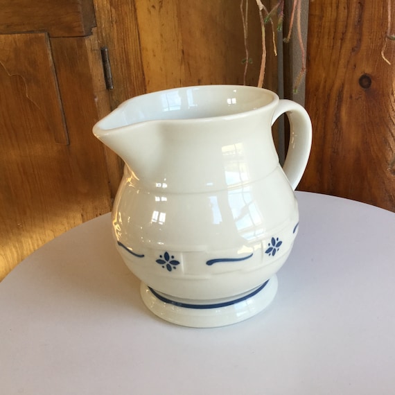 Longaberger Pottery Woven Traditions Classic Blue Pitcher | Etsy