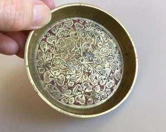 Old India Brass Ashtray with Remnants of Paint