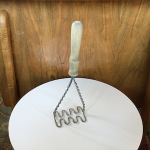 Old Wire Potato Masher with Natural Wood Handle