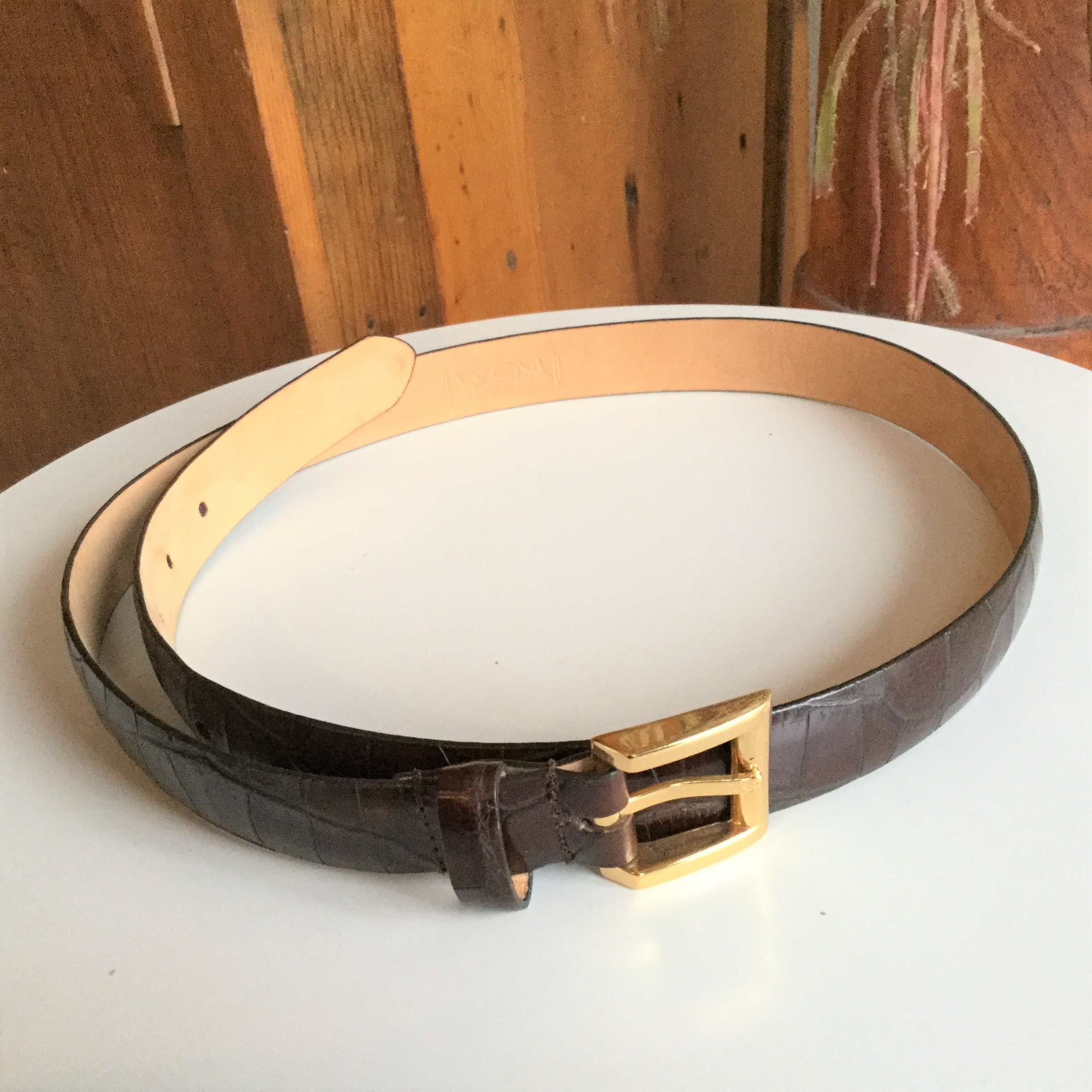 WCM New York Italian Leather Belt ~ Faux Reptile Skin Dark 