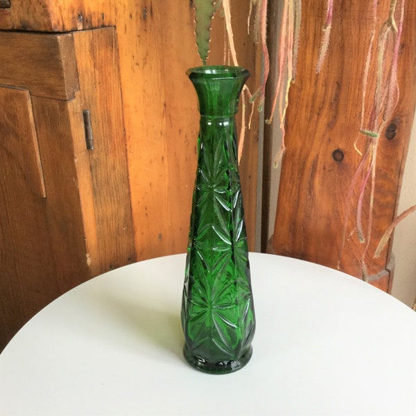 Emerald Green Vase ~ Mold-Blown Glass