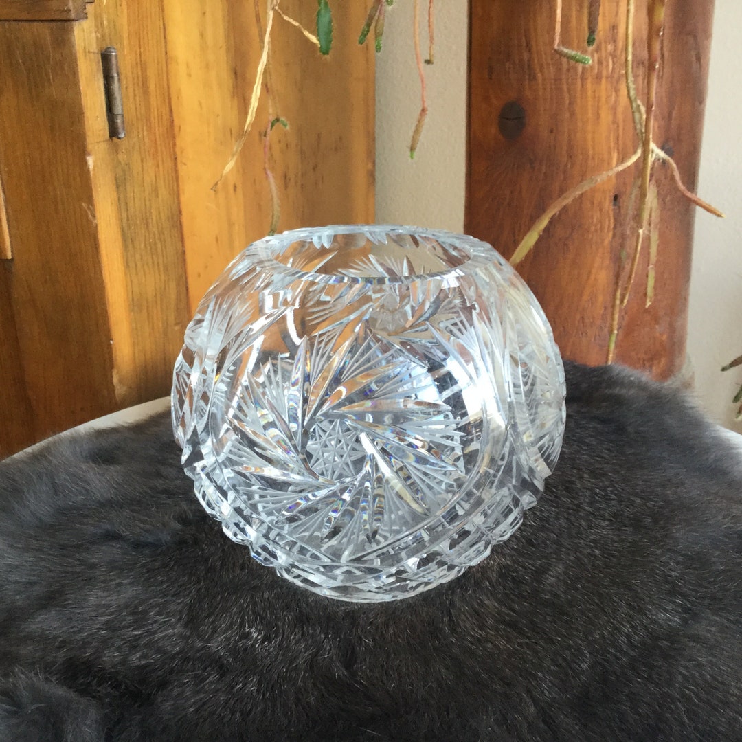 Kasak Cut Crystal Globe Vase Signed kusak Etsy