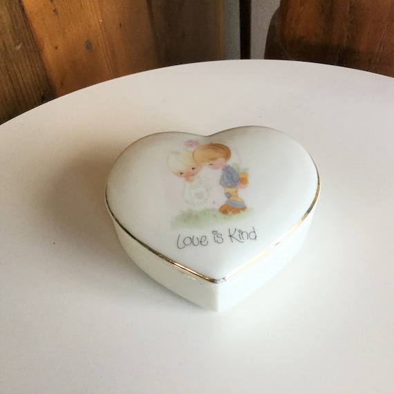 Enesco "Love is Kind" Heart-Shaped Porcelain Trin… - image 1