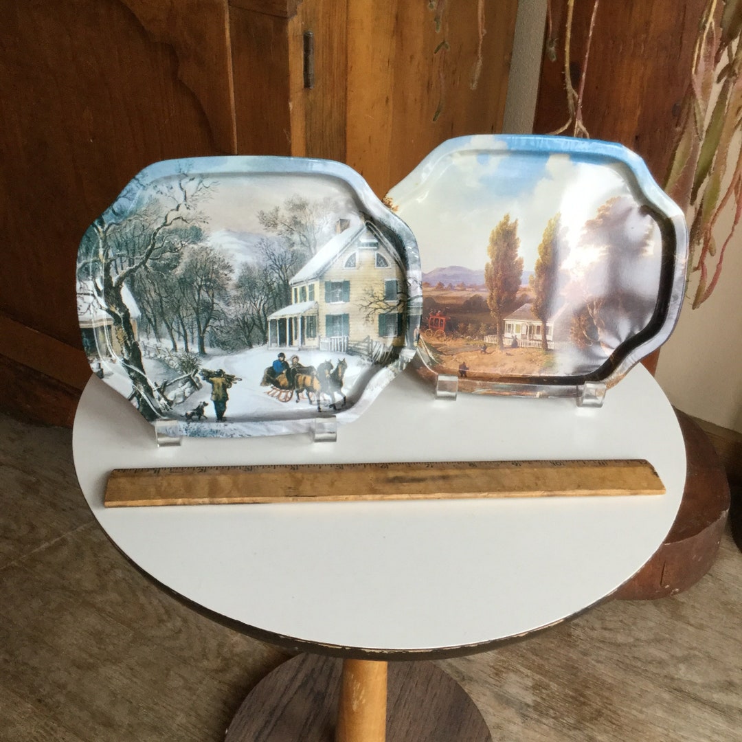 Pair of Small Metal Trays Etsy