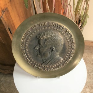 Brass & Bronze President John F Kennedy 12&quot; Commemorative Wall Plaque