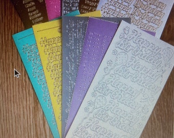 Pack of Ten Peel Off Sheets of Greetings etc