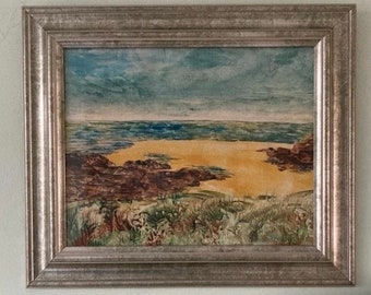 Original Framed Encaustic Artwork “ North Cornish Coast No 3 “