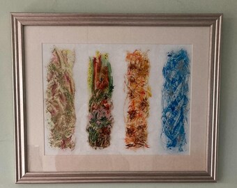 Seasons- Original Framed Encaustic and Acrylic Artwork