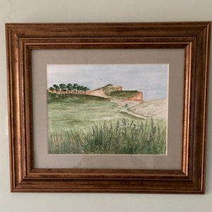 Akvarell inramad original "South Devon Coastal Path"
