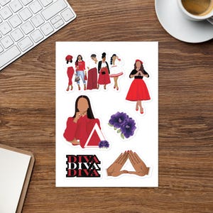Dreieck-Sigma-Theta-Stickerbogen, DST Sorority, glänzende Aufkleber, Schwesternschaft, schwarze Sorority, neues Mitgliedsgeschenk