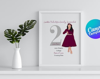 Personalisierte Lamba Theta Alpha Probate |Digitaler Download| Crossing LTA Printable | Aufnahme Geschenk|Wanddekor| Lamba-Dame | Leinwand