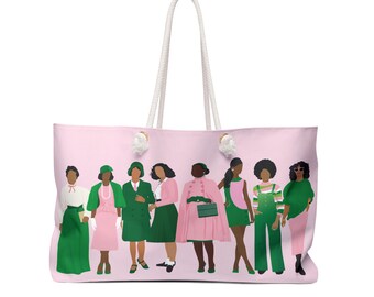 Alpha Kappa Alpha Bag | AKA Sorority Weekender Bag | Pink and Green Ivy Travel Tote | HBCU Graduation Gift | Probate Gift | Carryall