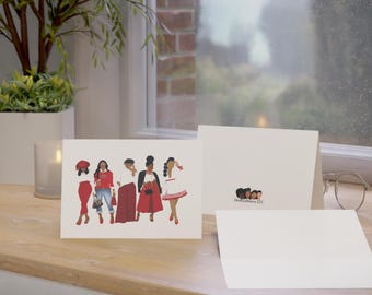 Delta Sigma Theta Sorority Card | DST Sisterhood Card | Crimson and Cream | Note Card Set | Thank You | Blank Cards | Black Owned Business