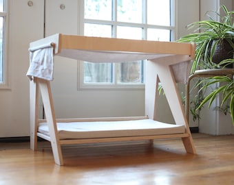 Mid Century Modern Cat Bed with hammock and bunk bed.