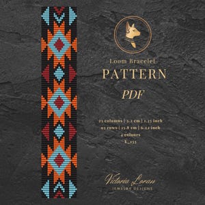 Loom Bead Bracelet Pattern: Black Geometric Design (PDF)