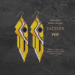 Colorful Fish seed beads earrings pattern Pdf, brick stitch, Miyuki Delica beading patterns.