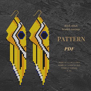 Colorful Fish seed beads earrings pattern Pdf, brick stitch, Miyuki Delica beading patterns.