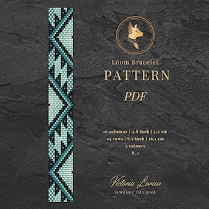 Beaded Loom Bracelet Pattern PDF Beading Pattern Seed Bead Bracelet Miyuki Pattern DIY Turquoise Boho Bracelet Do It Yourself