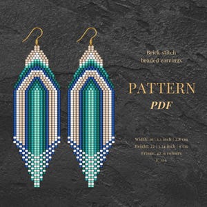 Brick Stitch Earrings Pattern PDF: Miyuki Seed Bead Native Design