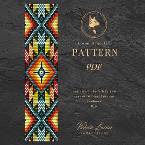 Miyuki Beaded Loom Bracelet Pattern: Colorful Geometric Design PDF Download