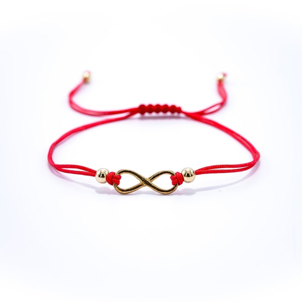 Bracelet Infinity 24K plaqué or, bracelet à cordon, bracelet infinity string, infini en or, symbole mathématique, éternité, cadeau d’amitié.