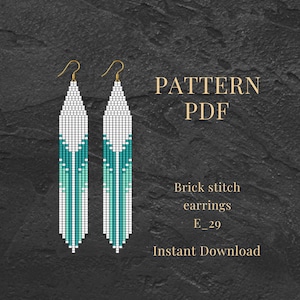 Miyuki Seed Bead Earrings Pattern: Brick Stitch Fringe Tassel PDF Pattern