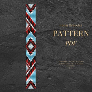 Miyuki Beaded Loom Bracelet Pattern: Blue Tribal Geometric Design (PDF Pattern)