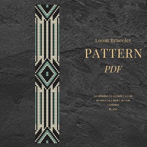 Miyuki Delica Seed Bead Loom Bracelet Pattern: Geometric Black Bracelet (PDF Download)
