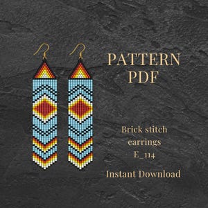 Seed Bead Earrings Pattern: Brick Stitch Miyuki Delica (PDF Downloadable Pattern)