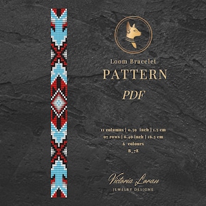 Blue Tribal Bracelet Pattern: Miyuki Delica Seed Bead Loom (PDF)