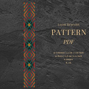 ビーズ織りブレスレット PDF、ミユキシードビーズパターン DIY、大人のクラフト用幾何学模様。
