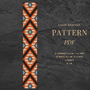 Geometric Bead Loom Bracelet Pattern: Miyuki Delica DIY (PDF)