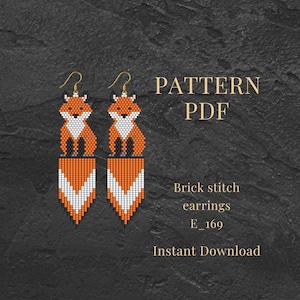 Red Fox Seed Bead Earrings Pattern: Miyuki Brick Stitch PDF Download