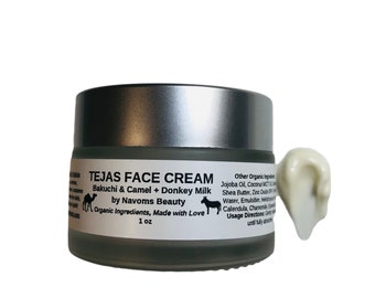 Organic Donkey & Camel Milk Face Cream | With Bakuchi Seed Oil and Helichrysum | For Sensitive and All Skin Types