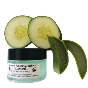 Organic Cucumber Retinol Gel Eye Mask | With Aloe & Witch Hazel | Refreshing and Hydrating | Vegan-Friendly | 1 oz |