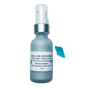 Organic Aqua Lite Blue Eye Cream | Hydrating Eye Moisturizer with Prickly Pear Extract | Vegan-Friendly | 1 oz |