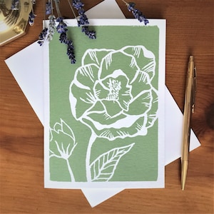 Leere Grußkarte / Muttertagskarte / handgemachte Block Druck / Linolschnitt / Blume Druck / stationär / Hochzeitskarte / Urlaubskarte / Braut