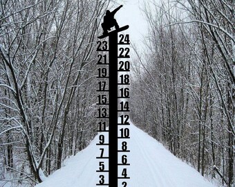 Snowboarder Metal Snow Gauge | 24" Snow Depth Tracker