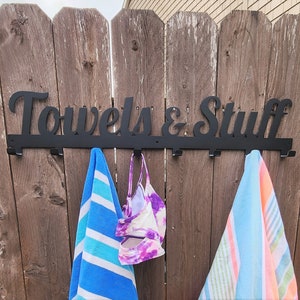 TOWELS & STUFF Towel Hooks/Metal Towel Hanger/Outdoor Towel Rack image 1