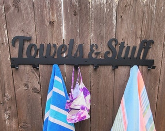 TOWELS & STUFF Towel Hooks/Metal Towel Hanger/Outdoor Towel Rack