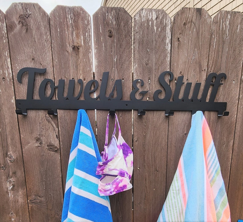 TOWELS & STUFF Towel Hooks/Metal Towel Hanger/Outdoor Towel Rack image 1