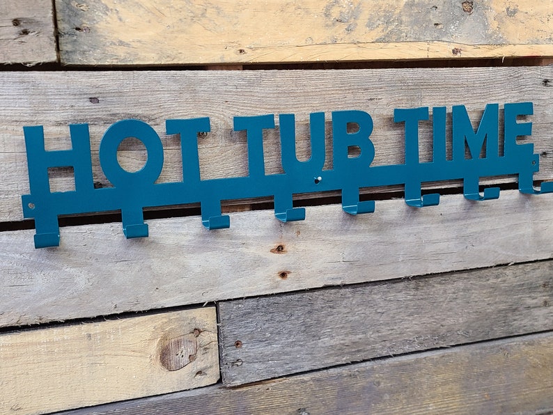 Hot Tub Time Towel Hooks | Bathing Suit, Swimsuit Wall Hanger | Spa Jacuzzi Accessories | Outdoor Organizer | Birthday Housewarming Gift image 6