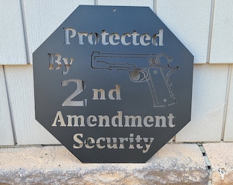 Protected by 2nd Amendment Security Metal Sign