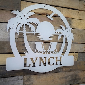 Sunset Beach Monogram | Family Name| Metal Monogram | Personalized