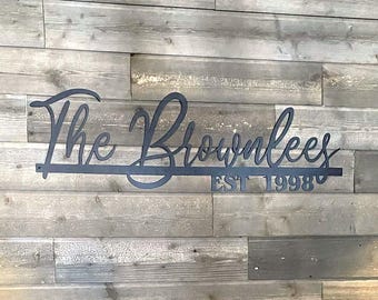 Custom Metal Family Name Sign | Personalized Last Name Wall Decor